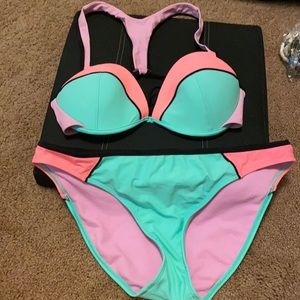 Target Pastel Color Block XL Swimsuit Bikini